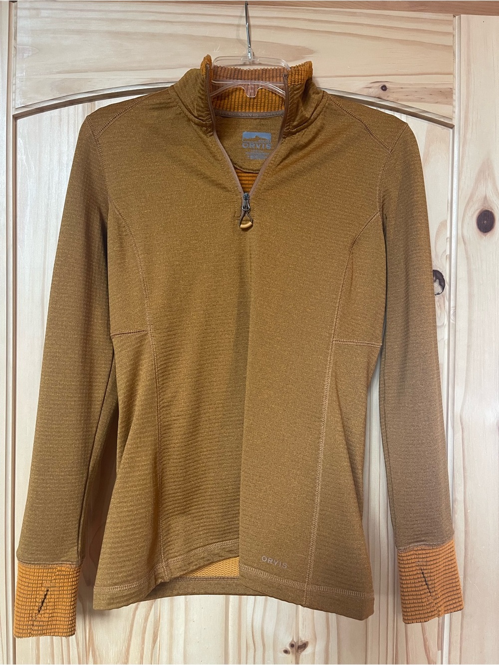 Orvis Women's Mustard Brown Quarter-Zip Performance Pullover